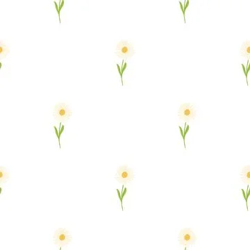 Isolated seamless doodle pattern with little cute pink chrysanthemum ornament Stock Illustration