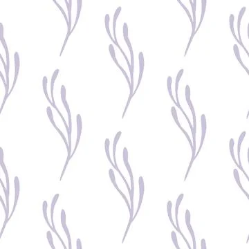 Isolated seamless doodle pattern with pastel purple abstract branches shapes. Stock Illustration