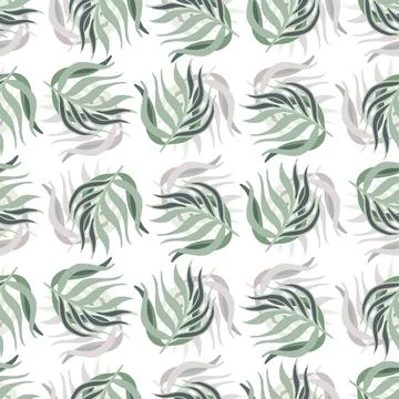 Isolated seamless doodle pattern with pastel tones leaf branches shapes. Whit Stock Illustration