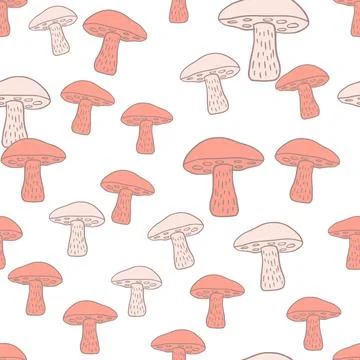 Isolated seamless fall harvest pattern with Leccinum scabrum mushroom ornamen Stock Illustration
