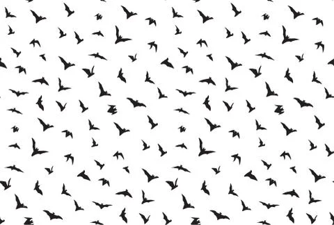 Isolated seamless flying bats pattern on white Stock Illustration
