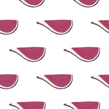 Isolated seamless fruit pattern with pink colored fig ornament. White backgro Illustrazione stock