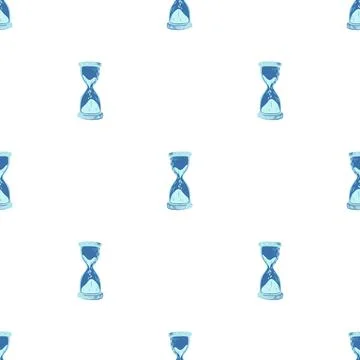 Isolated seamless hourglass clock pattern. Hand drawn doodle ornament. Retro  Stock Illustration