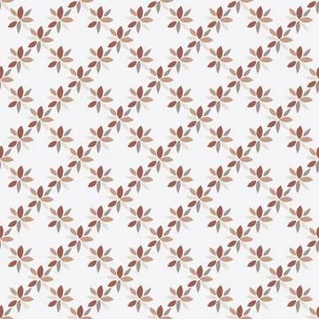Isolated seamless patern with mini brown geometric flowers. White background. Illustrazione stock