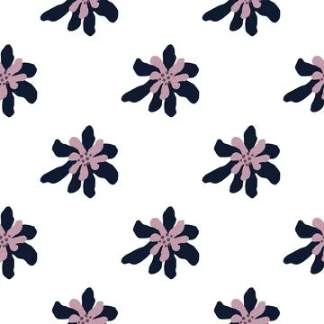 Isolated seamless pattern with abstract flower daisy ornament. White backgrou Stock Illustration