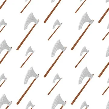 Isolated seamless pattern with ancient viking hatchet elements. Steel warrior イラスト素材