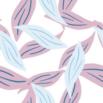 Isolated seamless pattern with blue and purple colored leaf elements ornament Stockillustratie