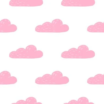 Isolated seamless pattern with clouds simple ornament. Pink weather ornament  스톡 일러스트