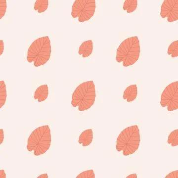 Isolated seamless pattern with doodle abstract leaf silhouettes. Pink pastel  Illustrazione stock