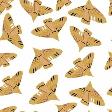 Isolated seamless pattern with doodle bird elements. Beige animal stylized si 스톡 일러스트