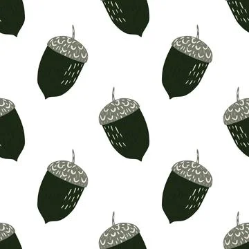 Isolated seamless pattern with doodle dark green and grey colored chestnut sh Stock Illustration