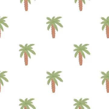 Isolated seamless pattern with exotic palm tree simple green and brown silhou Stock Illustration