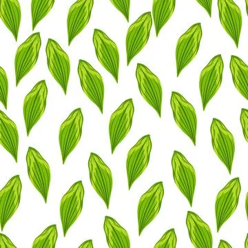Isolated seamless pattern with falling foliage print. Bright green leaves ran Stock Illustration