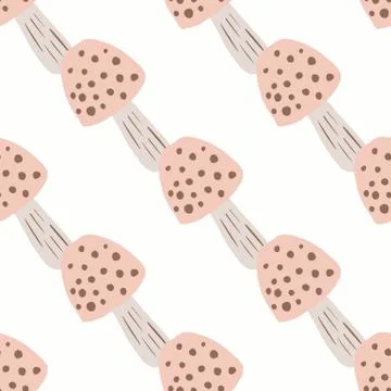 Isolated seamless pattern with hand drawn amanitas elements. Simple mushrooms Illustrazione stock