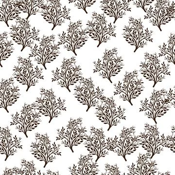 Isolated seamless pattern with hand drawn purple random bush elements. White  Stock Illustration