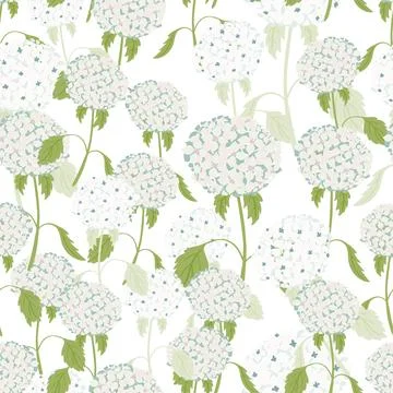 Isolated seamless pattern with light blue random hydrangea flowers elements.  Illustrazione stock