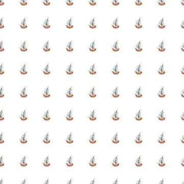 Isolated seamless pattern with little sailbot ship elements print. White back Stock Illustration