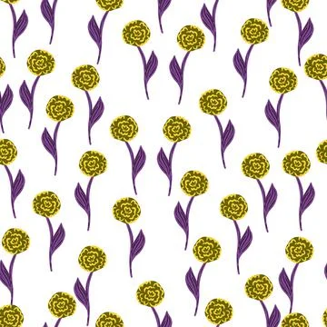 Isolated seamless pattern with little yellow random roses print. White backgr 스톡 일러스트