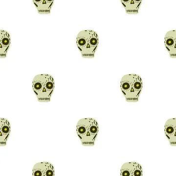 Isolated seamless pattern with mexican skull decor ornament. Beige skeleton s Stock Illustration