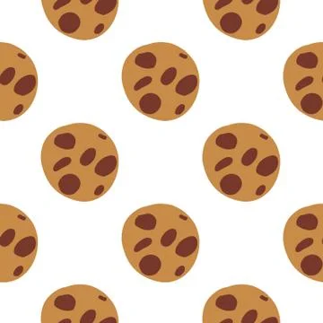 Isolated seamless pattern with new year chokolate cookies silhouettes. Brown  Stock Illustration