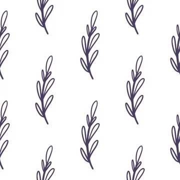 Isolated seamless pattern with outline navy blue branches simple print. White Stock Illustration