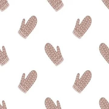 Isolated seamless pattern with pastel tones doodle mittens silhouettes. White Stock Illustration
