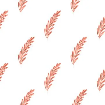 Isolated seamless pattern with pink feather silhouettes. White background. Mi Stock Illustration