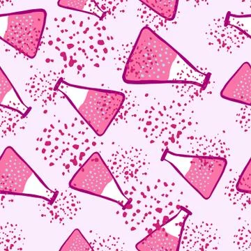 Isolated seamless pattern with pink glass bulb elements. White background wit Illustrazione stock