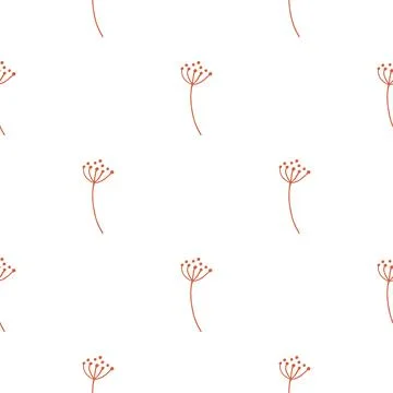 Isolated seamless pattern with simple orange contoured dill umbrella print. W Stockillustratie