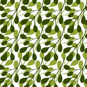 Isolated seamless pattern with simple white eucalyptus ornament. Green bright Stock Illustration