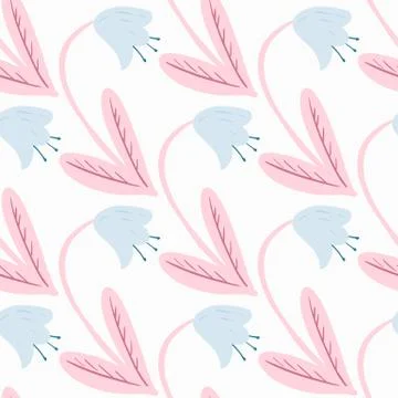 Isolated seamless pattern with stylized campanula simple elements. Scandinavi イラスト素材