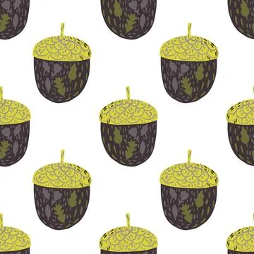 Isolated seamless pattern with yellow and brown colored chestnut shapes. Whit Stock Illustration