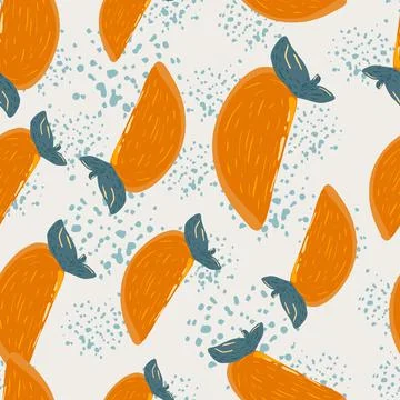Isolated seamless random pattern with orange colored persimmon slice shapes.  Stock Illustration
