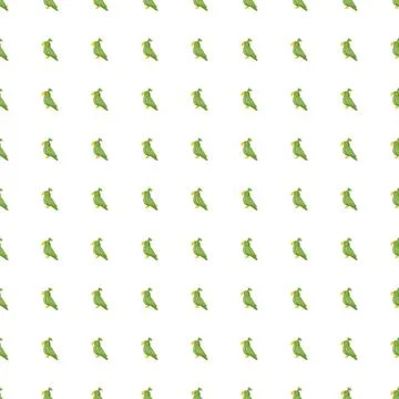 Isolated seamless zoo pattern with small green parrots shapes. White backgrou Stock Illustration