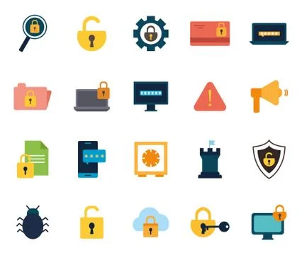 Isolated security flat style icon set vector design Stock Illustration