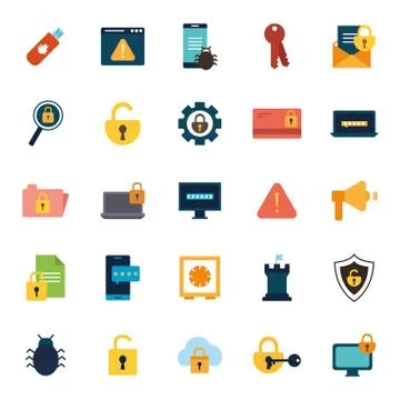 Isolated security flat style icon set vector design Stock Illustration