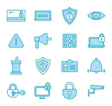 Isolated security line and fill style icon set vector design イラスト素材