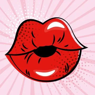 Isolated sensual lips on a comic page Vector Stock Illustration