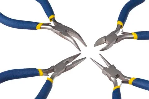 Isolated set of 4 pliers Stock Photos