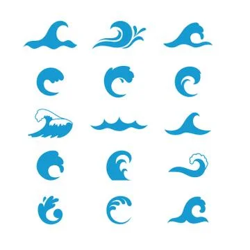 Isolated set of blue waves vector design Illustrazione stock
