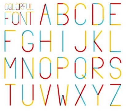 Isolated set of high and thin colorful alphabet Stock Illustration
