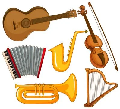 Isolated set of instruments on white background Illustrazione stock
