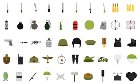 Isolated set objects war icon Stock Illustration