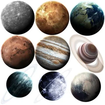 Isolated set of planets in the solar system Stock Photos