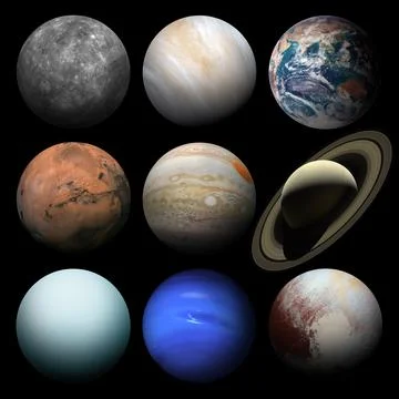 Isolated set of planets in the Solar system. Stock Photos