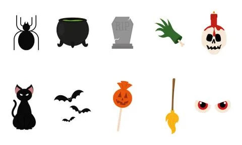 Isolated set scary objects Illustrazione stock
