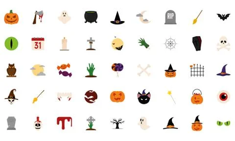 Isolated set scary objects Stock Illustration