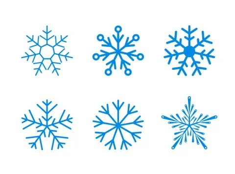 Isolated set of vector snowflakes on white background Stock-Illustration