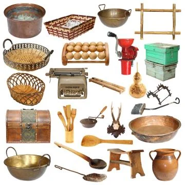 Isolated set of vintage objects Stock Photos