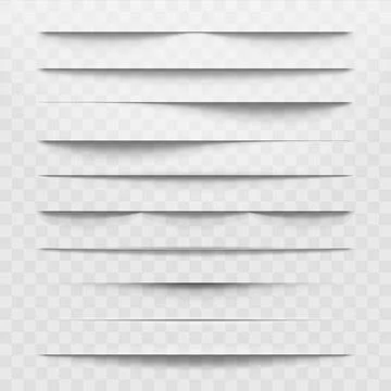 Isolated shadow dividers on transparent background. Horizontal shadows disc.. Stock Illustration